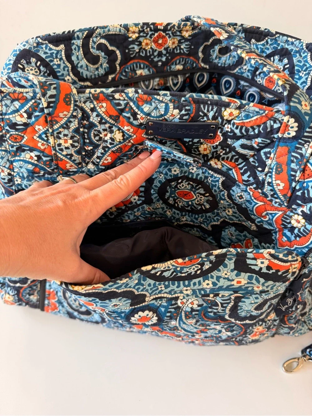 Vera Bradley Stroll Around Baby bag -Quilted Bag in Navy, Teal & Coral Paisley